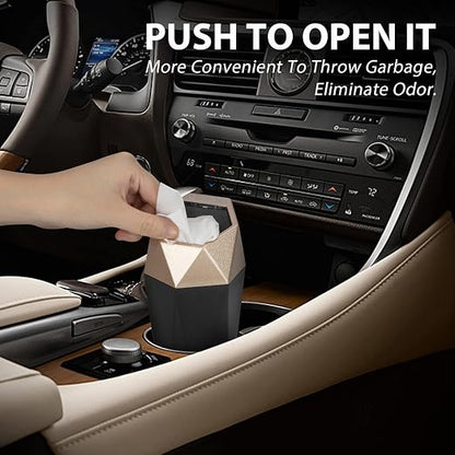 Car Trash Can with Lid, Leakproof, 30 Trash Bags, Gold, 2 Pack | Small Garbage Can for Car, Car Accessories for Interior, Multipurpose Organizers and Storage Solutions for Home, Office - Image 4
