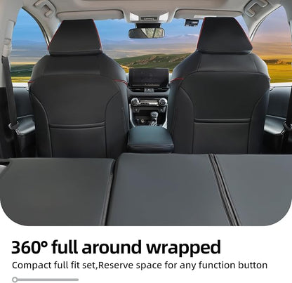 Lolcar Rav4 Seat Covers Custom Fit for Toyota Rav4 (for Hybrid) 2019-2025 LE,XLE,XLE Premium,Limited,Woodland Edition, Leather Truck Seat Cover Full Set for SUV,Faux Leather（Black with Red Trim） - Image 7