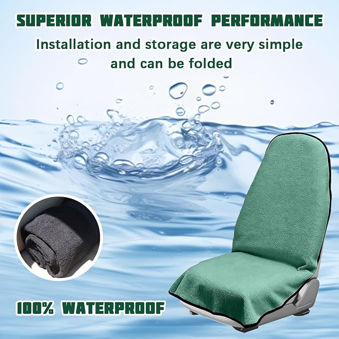 55.12 x 29.53 Inch Terry Cloth Car Seat Cover, Mint Green | absorbent surface, waterproof barrier, granular anti-slip backing, side-free profile, interior accessory - Image 4