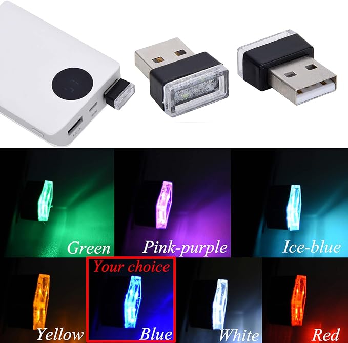 Febrytold 2 Pcs Blue Universal Mini USB LED Car Interior Ambient | Features Eye-friendly Design, Compact and Lightweight, Durable and Handy, Ultra-low Energy Consumption, and Eco-friendly - Image 5