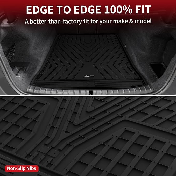 LASFIT Cargo Mat for BMW 5 Series G30 Gas 2017-2023 | For 530i 540i M550i 540d xDrive with Spare Tire, Not Fit 530e or GT, All Weather TPE Custom Fit Cargo Trunk Liner, Black - Image 4
