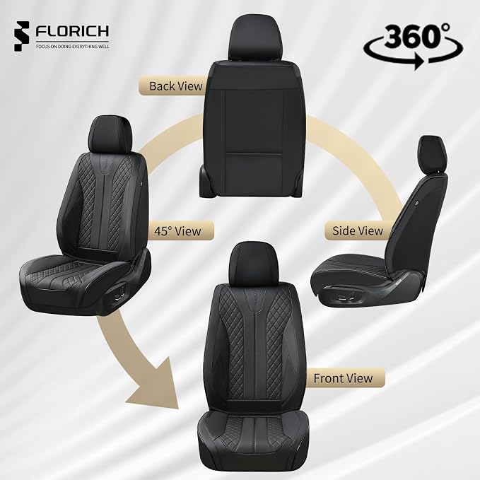 FLORICH Leather Automotive Seat Covers, Waterproof Seat Covers, Black Front Car Seat Cover, Full Coverage Car Seat Covers 2 Pack Car Seat Cushion Protector Universal Fit for Most Cars SUV Trucks - Image 6
