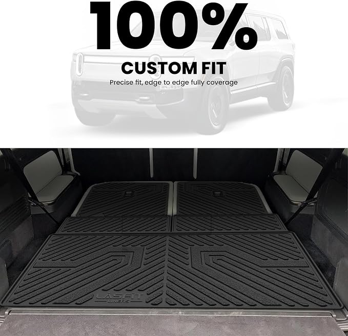 LASFIT Cargo Liner & 3rd-Row Backrest Mats for Rivian R1S 2022-2025 | Rear Cargo Area, 3rd-Row Seatback Protection, Premium TPE Liners, Custom Laser Fit, Easy to Wash - Image 3