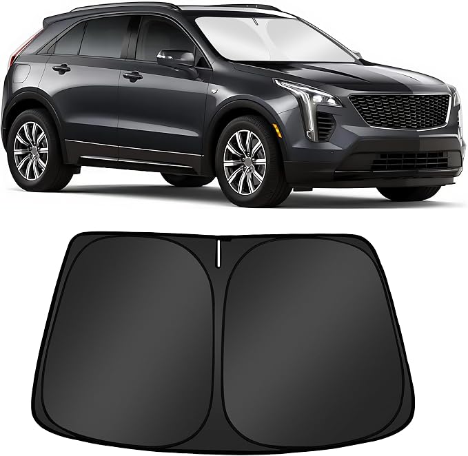 Custom Fit Windshield Sun Shade for Cadillac XT4 2019-2025 2026 | Foldable, Easy to Install & Store, Full Coverage, 210T Reflective Fabric, Blocks 99% of UV Rays by Mekdghro