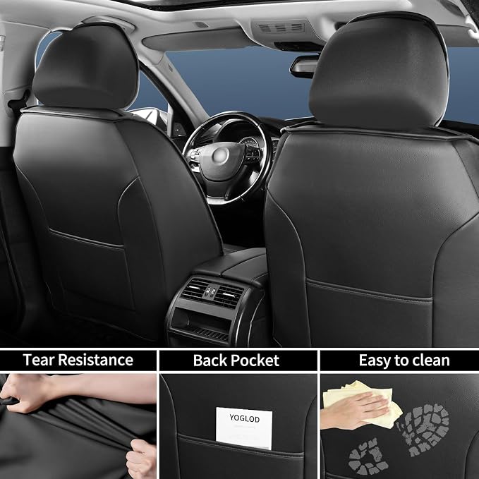 Stinger Car Seat Covers Fit for Kia Stinger 2018-2023, Premium Full Coverage Leather Automotive Seat Protectors, All Seasons Waterproof Breathable, Airbag Compatible, 2 Front Seats, Red & Black - Image 4