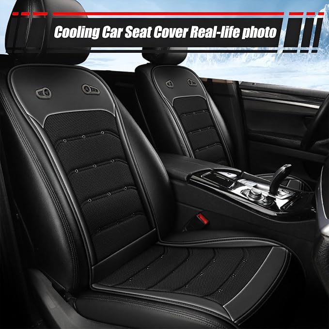 Upgraded Cooling Car Seat Cover with 3-Second Fast Cooling(Black) | 12V–24V for Car SUV Truck RV, Universal Size Design, Breathable 3D Mesh & Premium Leather, Best Gift for Drivers - Image 5