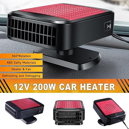 Portable Car Heater & Defroster – 12V 200W Fast Heating and Cooling Fan | Plug in Cigarette Lighter Windshield Defogger,with 360° Rotatable Portable Car Heaters for Vehicle, SUV & RV - Image 2
