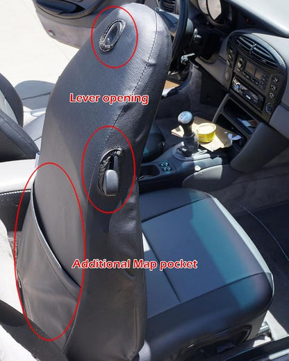 Iggee for Porsche Boxster 1997-2004 Artificial Leather Custom Made Original fit seat Covers (Black/Charcoal) - Image 2
