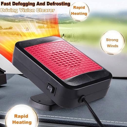 Portable Car Heater & Defroster – 12V 200W Fast Heating and Cooling Fan | Plug in Cigarette Lighter Windshield Defogger,with 360° Rotatable Portable Car Heaters for Vehicle, SUV & RV - Image 3