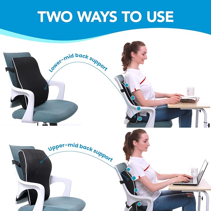 Lumbar Support Pillow for Office Chair,Mothers Day Gifts for Mom, Back Support Pillow for Car, Office Supplies, Chair Cushions, Back Pain Relief Improve Posture, Mesh Cover Double Adjustable Straps - Image 5