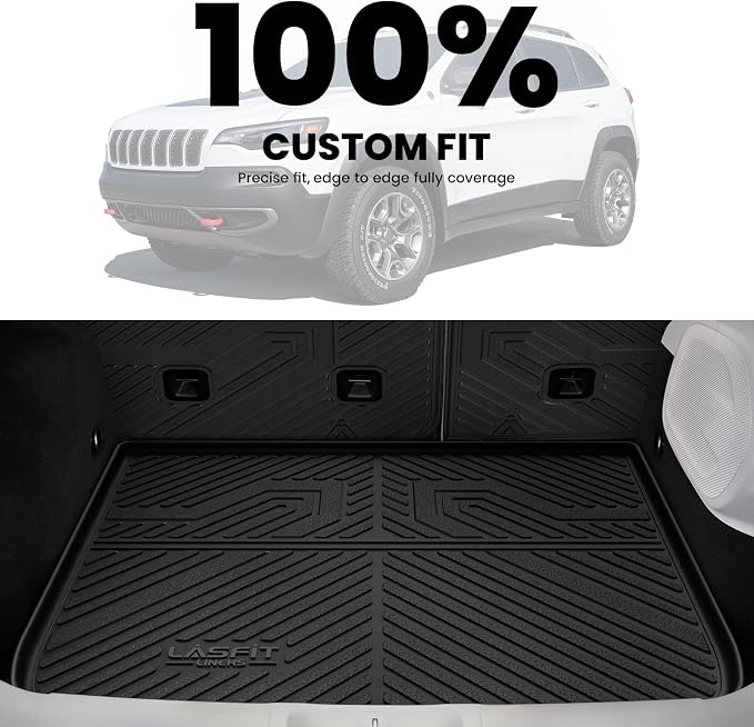 LASFIT Cargo Mat for Jeep Cherokee 2014-2018 | All Weather, TPE, Custom Fit, Trunk Seat Back Mat, Rear Backrest Protectors, Cargo Liner, Black - Image 7