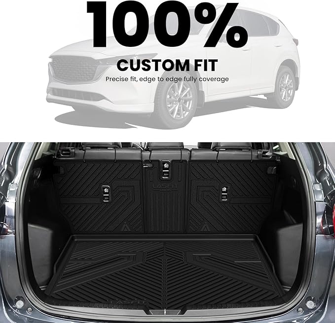 LASFIT Cargo Trunk Mat with Backrest Mats for Mazda CX5 2017-2025 | 100% TPE All Weather Rear Cargo Liner Custom Fit Waterproof CX 5 Seat Back Mat Automotive Accessories, Black - Image 2