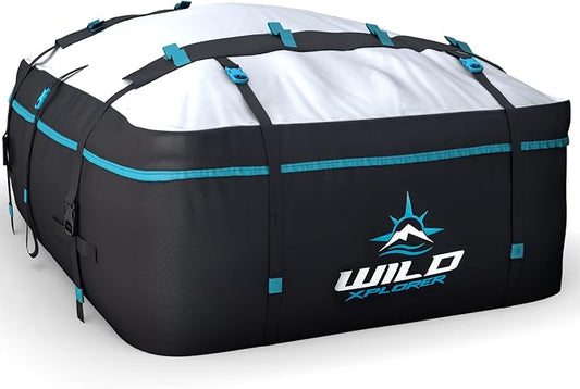 Rooftop Cargo Carrier 23 Cu Ft, Waterproof Soft Shell Roof Bag | Heavy Duty Car Top Luggage Cargo Bag with Patented Door Hooks, Protective Mat and Storage Bag (49 x 37 x 22 in, XXL) by WildXplorer
