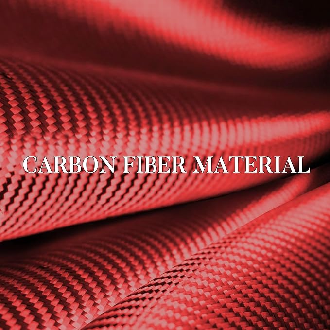 Carbon Fiber Steering Wheel Cover Universal 3pcs Protector Matte Red - Image 2