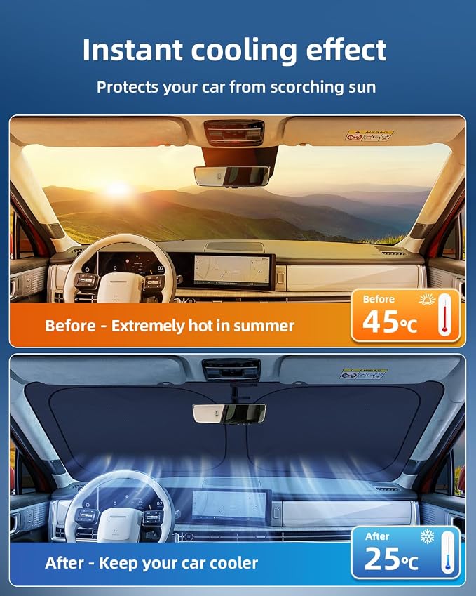 2026 Upgraded Windshield Sun Shade for Hyundai Santa Fe MX5 2024-2026 | Custom Fit Front Window Sunshade, 4-Layer Heat Insulation UV Blocking Sun Visor, Keeps Car Cooler - Image 4