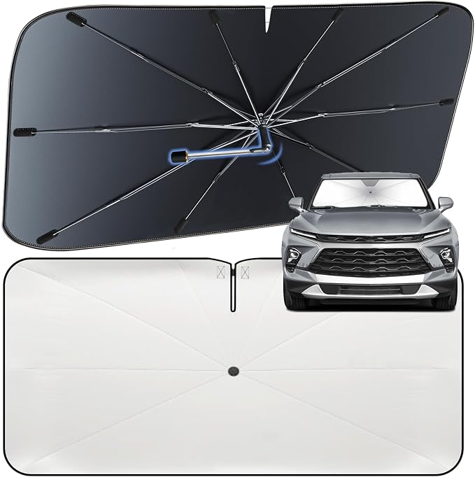 Windshield Sun Shade Umbrella for Chevrolet Blazer 2019-2026 Front Window | Heat-Reflective Window Shade, Umbrella Sunshade Cover Blocks Heat, Protects Interior, Vehicle-Specific Precision Fit by Fshaanys
