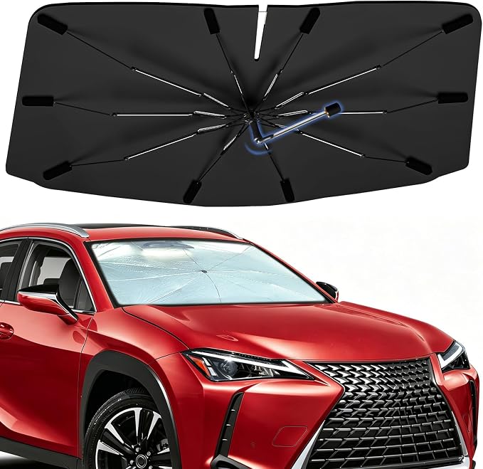 Windshield Sun Shade Umbrella for Lexus UX 2019–2026 Front Window | Double Layer Foldable Car Sunshadefor UX,UV Protection Sun Blocker & Heat Shield by Bocvam