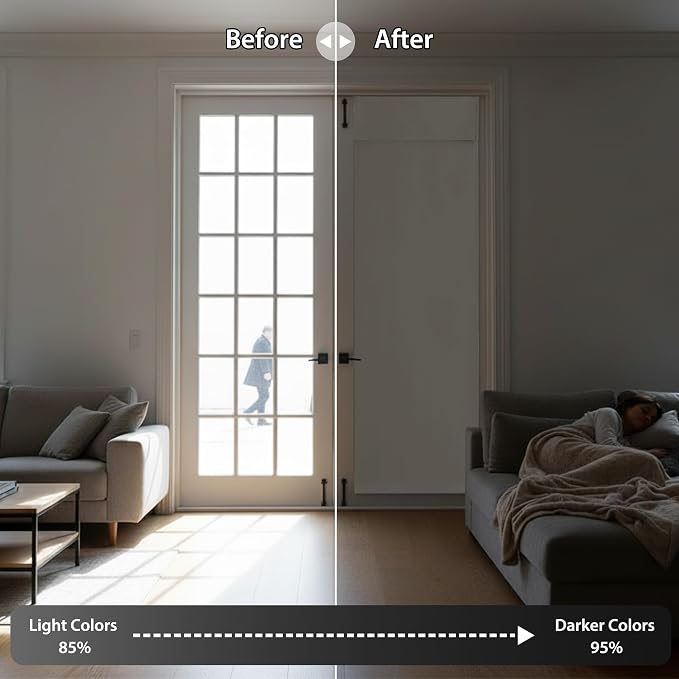 RYB HOME No Drill 12 inch Curtains for Sidelight French Door Curtain | Narrow Blackout Window Shade, Entry Glass Door Cover, Renter Friendly Blackout Curtains, W12 x L72, Natural, 1 Panel - Image 5