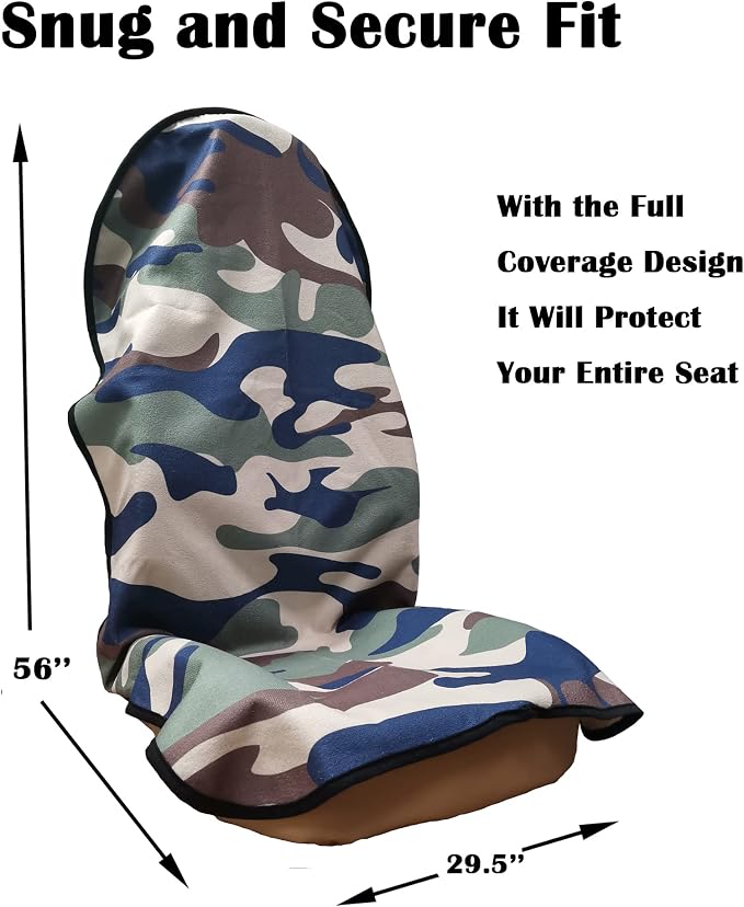 Car Seat Cover Protector Front Seats,for Gym Workout,Running,Swimming,Beach and Hiking,Waterproof Sweat Towel Bucket Seat Covers for Cars SUV Trucks (Camouflage, 1Pcs) - Image 3