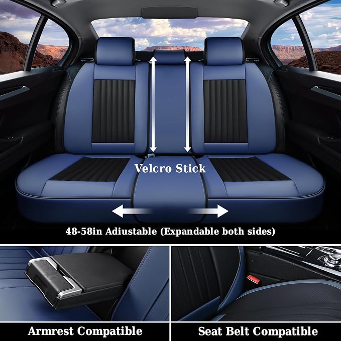Coverado Car Seat Covers Full Set, Car Seat Protector Car Seat Cushion, Nappa Leather Seat Covers for Cars, Front and Back Seat Protectors Cushions Universal Fit for Most Cars Vehicles(Pink&Grey) - Image 6