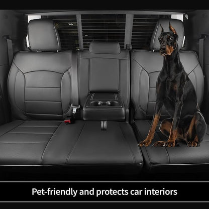 EKR Ram 1500 Seat Covers Custom Fit for (Quad Cab) RAM 1500 Laramie/Rebel 2019 2020 2021 2022,Waterproof Black Car Seat Cover for Trucks Full Set-Faux Leather(Black) - Image 7