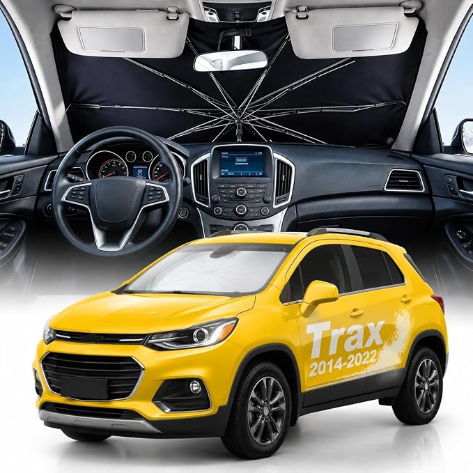 Weektic Custom Windshield Sun Shade Umbrella for Chevy Trax 2014-2022, [Double Thickened Ice Crystal Coating] Sun & Heat Protection, Keep Vehicle Cool & Protect Interior by Weektic