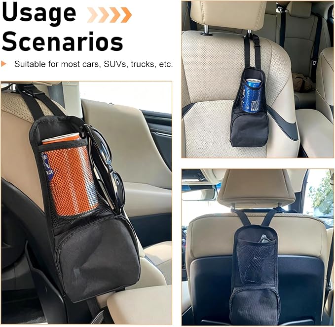 Car Seat Storage Hanging Bag, Multi-Pocket Seat Side Organizer with Mesh Pocket, Multifunctional Storage Pouch for Phone Wallet Glasses Drink, Universal Car Holder for Sedans SUVs Trucks - Image 7