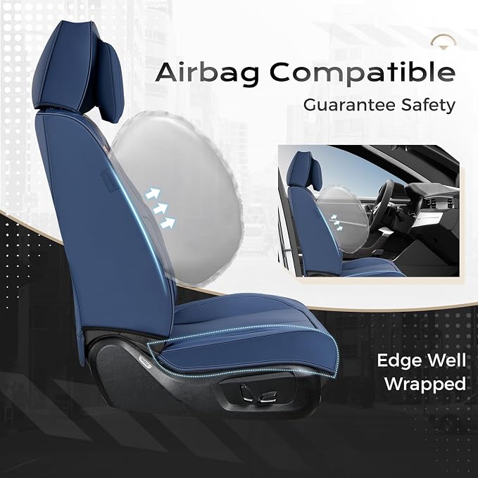 Coverado Car Seat Covers, Seat Covers for Cars, Waterproof Leather Auto Seat Protectors, Leather Car Seat Cushion, Car Interiors Accessories Universal Fit for Most Cars - Image 5