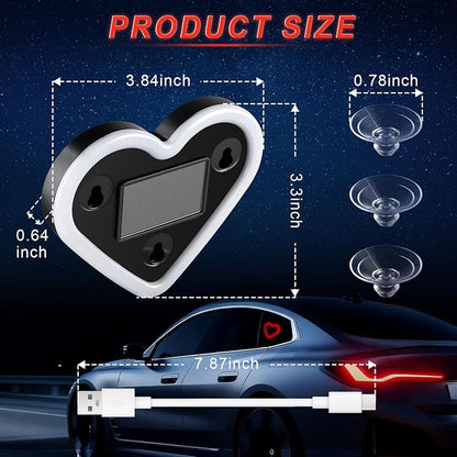 iFunyLED Heart-Shaped Solar Powered Car LED Interior Ambient Light, Wireless Lamp with 5 Lighting Modes, Dual Charging & Dual Sensor Design, Cute Car Accessories Gift for Women, Pack of 1 (Red) - Image 2