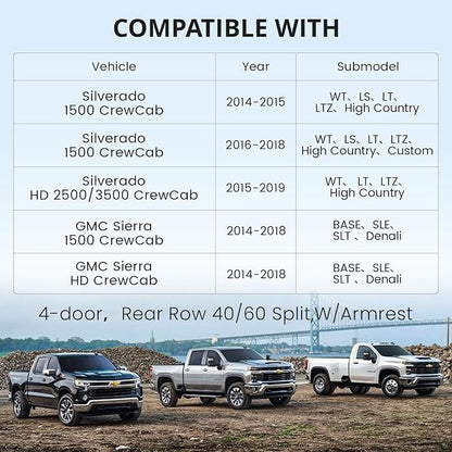 Front Silverado Seat Covers for 2014-2018 Chevy Silverado/Sierra 1500/HD 2500/3500 CrewCab Pickup,Fully Covered,Waterproof Truck Leather Seat Protector(Front Only,Black & Carbon Fiber) - Image 5