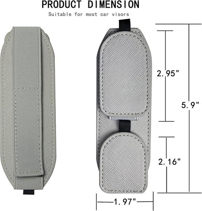 Magnetic Artificial Leather Sunglasses Holder for Car Visor (Grey) | Powerful magnet holds glasses securely. One-hand access while driving. No falling Durable, no breakage - Image 5