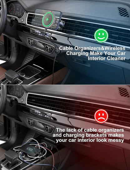 for iPhone Magsafe Car Mount Charger Vent-LED Wireless Car Charger | Magnetic Car Phone Holder HandsFree Car Mount Fast Car Charger for iPhone 17/16/15/14/13/12 Series Carbon Firber - Image 5