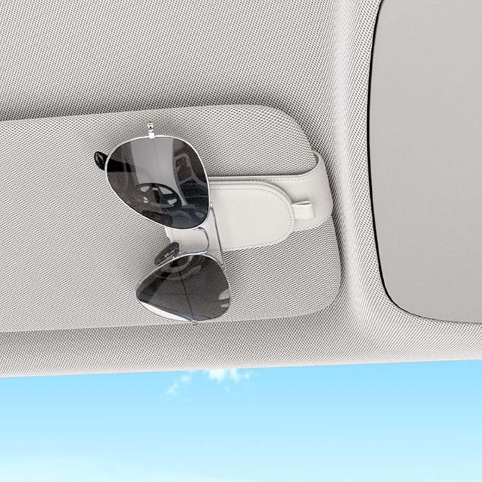 Sotfamily Magnetic Sunglass Holder for Car Visor, 2 Packs, Faux Leather | Strong Magnetism, for Most Car Visors, No Marks on Visor, Gift-Ready Packaging, Sunglass Organizer, Car Accessories for Men - Image 3
