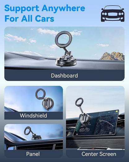 2-IN-1 Detachable MagSafe Car Mount, Vacuum Magnetic Phone Holder for Car | [2800gf Strong Magnet & 89+LBS Suction Base] Phone Holders for Your Car, 360° Adjustable Car Phone Holder for iPhone 17-12 - Image 5