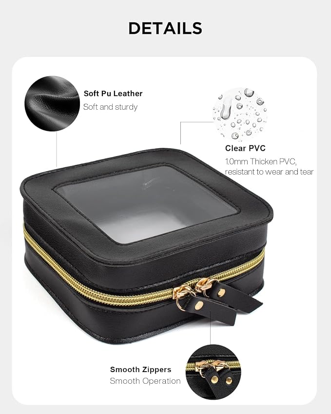Clear Zipper Pouch for Sunscreen and Cosmetics Storage,Durable Make Up Organizer for Beach Bag Essentials,Waterproof Makeup Bag Sunscreen Pouch for Travel,Beach,Pool(Black, Mini-Clear) - Image 3