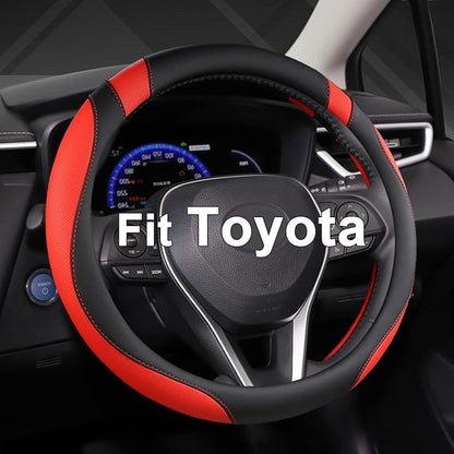 West Llama Customized Auto Car Steering Wheel Cover for Toyota Rav4 Corolla Camry Highlander (Black+Red) by WESTLLAMA