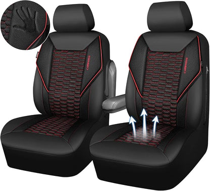 CAR PASS 3D Foam Mesh Leather Car Seat Covers Front Seats, Air Cool Mesh Front Seat Covers for Car, Universal Fit for SUV Truck Sedan Automotive, Armrest Airbag Compatible,Black and Red - Image 9