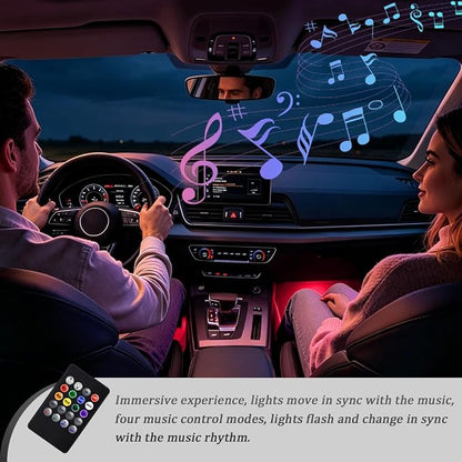 Car Interior LED Light with Wireless Remote & APP Control, Vehicle Under Dash Footwell Light with Music Sync Mode, USB Port Automotive Inside Ambient Strip Lighting, Universal Fit (36 LED) - Image 2