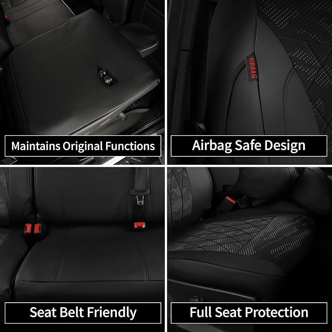 EKR F150 Seat Covers Custom Fit for (RegularCab) 2021-2026 Ford F-150 XL/XLT & 2023-2026 F250/F350/F450 SuperDuty XL/XLT,(First Row Only),Faux Leather(Black/Gray Camo A63) - Image 7
