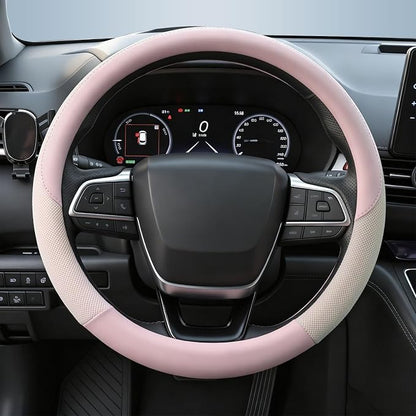 KAFEEK Pink Steering Wheel Cover Women, Cooling Ice Silk, Universal 15 Inch | Microfiber Leather, Ultra Breathable Mesh, Anti-Slip, Heat Resistant Summer Cool, Cute Car Accessories - Image 2