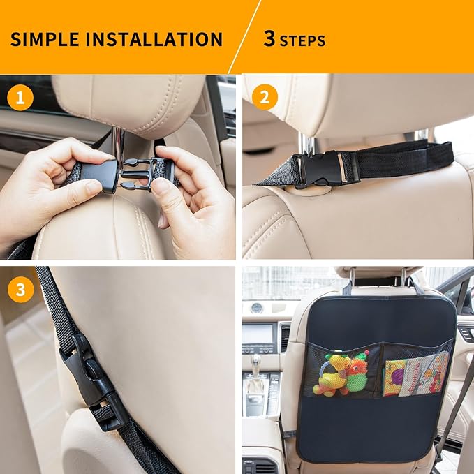 Kick Mats with Organizer -2 Pack Backseat Protector SeatCovers for Your Car, SUV, Minivan or Truck Seats - VehicleBack Seat Kids Safety Accessories -Universal Fit AutomotiveInterior Protectors - Image 4