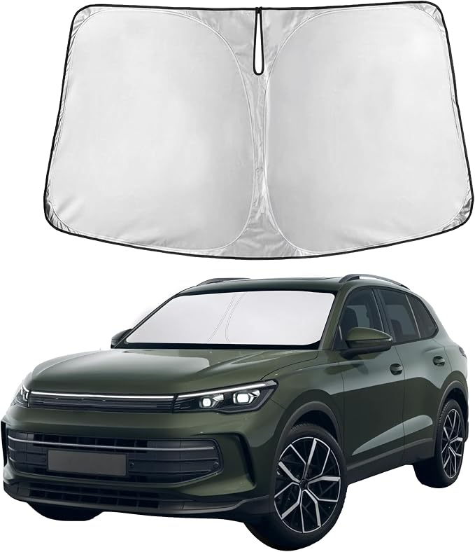 Autovir Windshield Sun Shade Fit for 2018-2023 2024 2025 Volkswagen Tiguan | Sunshade, Front Car Window Shades Sun Visor, Blocks UV Rays & Heat, Car Accessories by Autovir