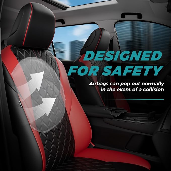 Custom Seat Covers for Toyota Grand Highlander 2024-2026 7 Seats | black red, faux leather, 2nd row captain chairs, waterproof, breathable, airbag compatible, stain resistant - Image 5