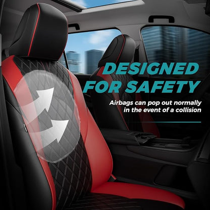 Custom Seat Covers for Toyota Grand Highlander 2024-2026 8 Seats | black red, faux leather, 2nd row 40/60 split bench, waterproof, breathable, airbag compatible, stain resistant - Image 5