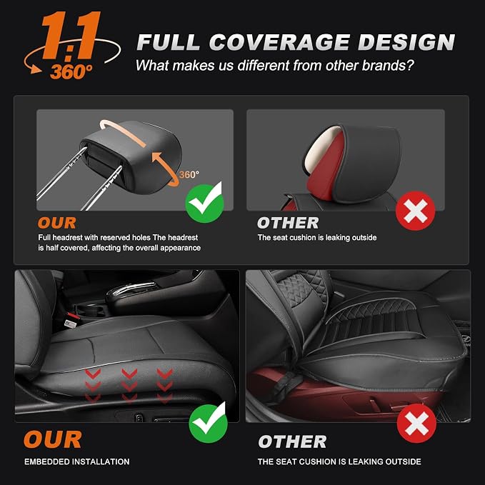 Custom Fit Seat Covers for Honda CRV: 2023 2024 2025 2026 | Front&Rear Full Set Faux Leather Waterproof Airbag Compatible Car CR-V Sat Cover (5 Seats,Black) - Image 4