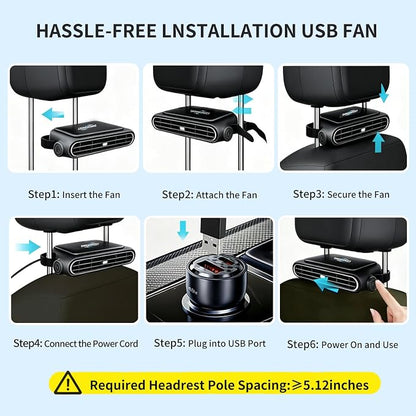 Cars seat fan with battery.with seat back cooling airflow for drivers | 3-speed quiet rear seat fan for passengers infants, children, dogs. bladeless safety design, fit for SUV Truck Van RV - Image 7
