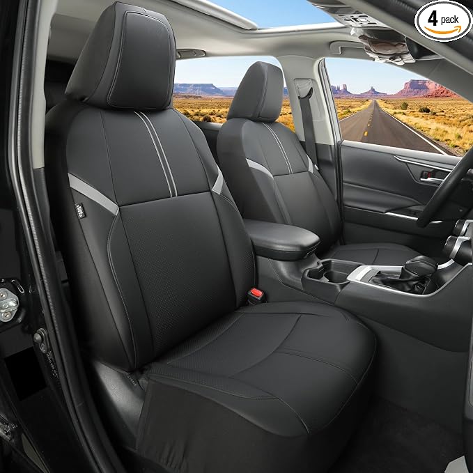 GIANT PANDA Rav4 Seat Covers Custom Fit for Toyota Rav4,Installation-Friendly,Faux Leather,2013-2018 2017 2016 2015 2014,Full Set by GIANTPANDA