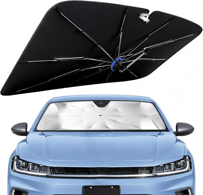 Windshield Sun Shade for Volkswagen Jetta 2019-2026 with 360°Rotating Shaft | Custom Fit Umbrella Sunshade for UV Blocking, Car Sun Visor Keeps Car Cool, Protects Interior & Easy Storage by Lonyaqui