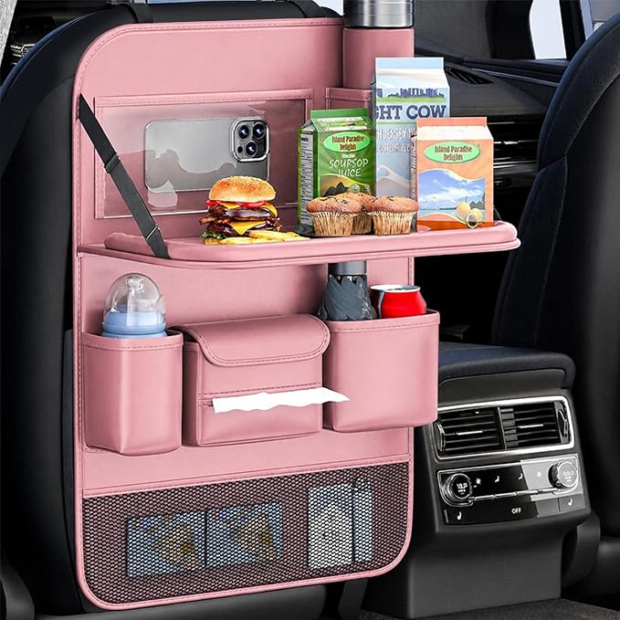 Car Seat Organizers,Multi-functional Back Seat Protectors, Storage Pouches, and Tray Holders (for Cars, Kids, Seat Back and Rear Seats)（Pink 1 Pcs） - Image 8