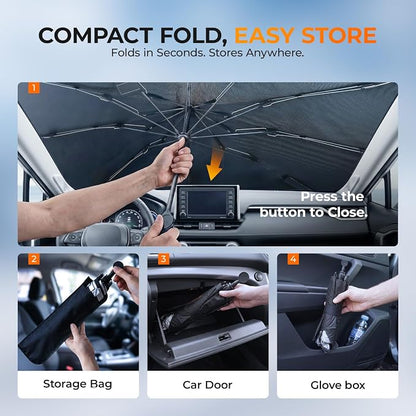 [2026 Upgraded] DooGooCoo Windshield Sun Shade Umbrella for Mazda CX5 2017-2025 2026 [100% Sunlight Blocked, Cooling Ice Crystal] Sunshade for Car Windshield for CX 5 Sun Shade, Custom Fit for CX5. - Image 9